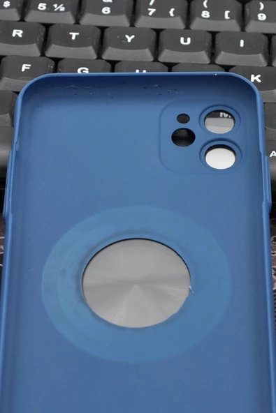 iPhone 11 Uyumlu İnidgo Mavi Benekli Desenli İnce Sert Kapak Kılıf Kamera Lens Korumalı - Resim 5