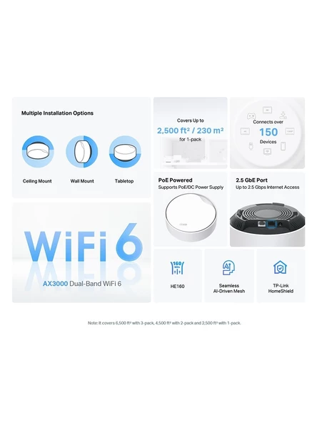 TP-Link Deco X50-POE 3000 Mbps 1'li Router - 2