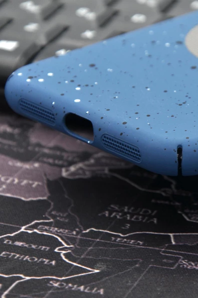 iPhone 11 Uyumlu İnidgo Mavi Benekli Desenli İnce Sert Kapak Kılıf Kamera Lens Korumalı - Resim 4