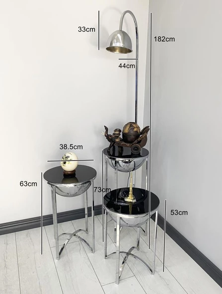 Lale Gümüş 3 Sehpalı Lambader Takımı - 5