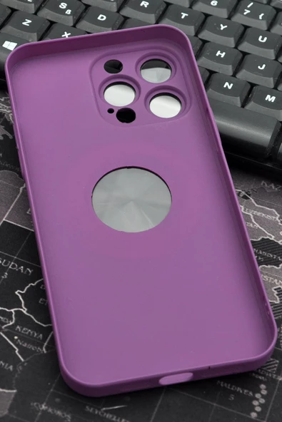 iPhone 14 Pro Max Uyumlu Mor Benekli Desenli İnce Sert Kapak Kılıf Kamera Lens Korumalı - Resim 5