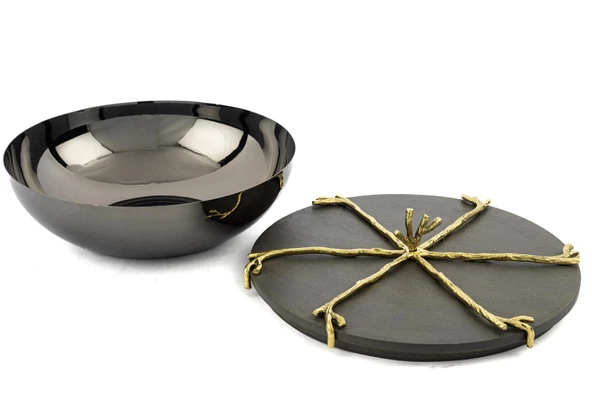 Mikasa Moor Branch Kapaklı Gold Gri Kase 22x10cm - Resim 2