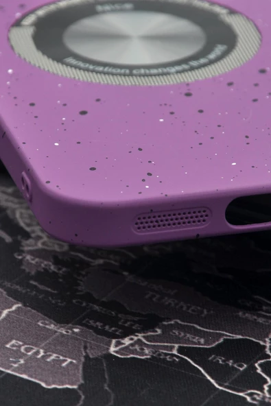 iPhone 14 Pro Max Uyumlu Mor Benekli Desenli İnce Sert Kapak Kılıf Kamera Lens Korumalı - Resim 4