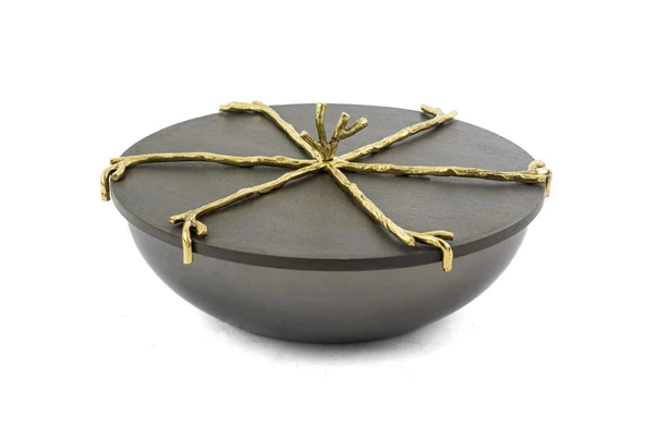 Mikasa Moor Branch Kapaklı Gold Gri Kase 22x10cm ürün görseli