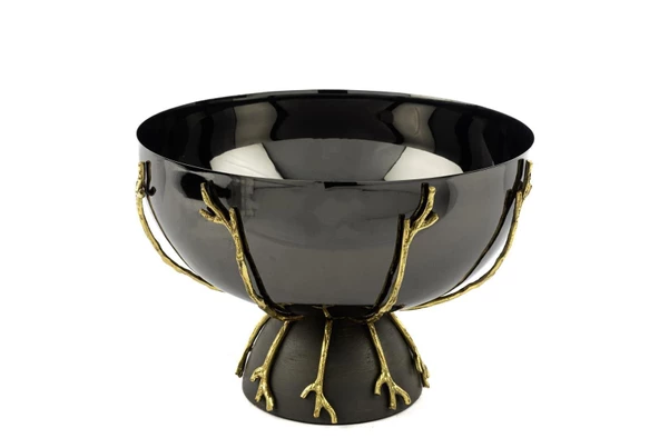 Mikasa Moor Branch Ayaklı Gold Gri Kase 26x18cm