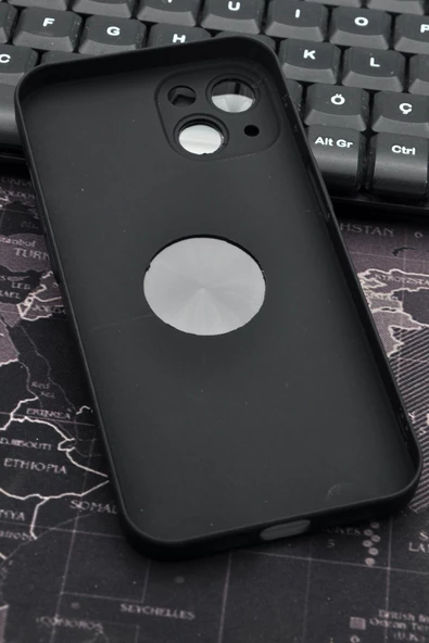 iPhone 14 Uyumlu Siyah Benekli Desenli İnce Sert Kapak Kılıf Kamera Lens Korumalı - Resim 5
