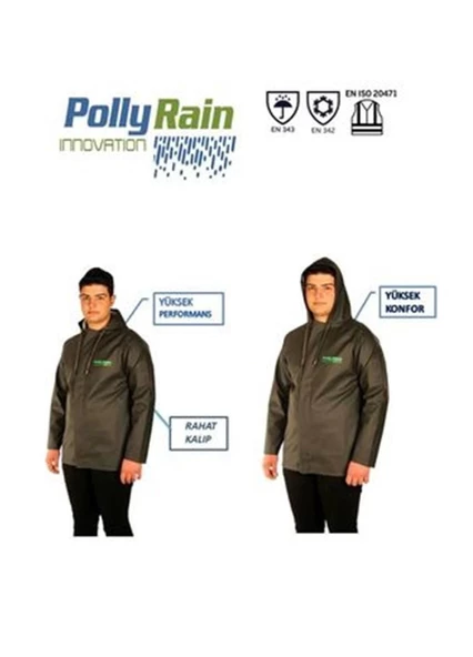 Polly Boot PVC Ceket Yağmurluk Haki - 3