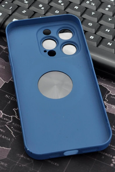 iPhone 14 Pro Uyumlu İnidgo Mavi Benekli Desenli İnce Sert Kapak Kılıf Kamera Lens Korumalı - Resim 5