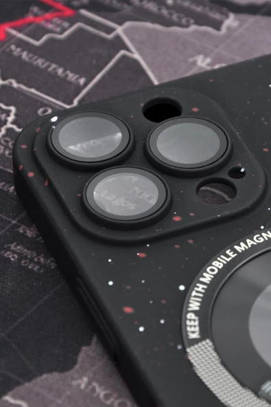 iPhone 14 Pro Max Uyumlu Siyah Benekli Desenli İnce Sert Kapak Kılıf Kamera Lens Korumalı - Resim 2