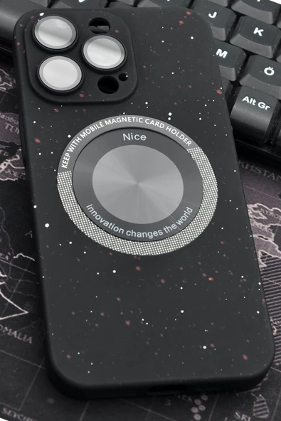 iPhone 14 Pro Max Uyumlu Siyah Benekli Desenli İnce Sert Kapak Kılıf Kamera Lens Korumalı ürün görseli