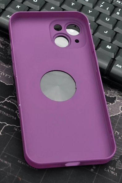 iPhone 13 Uyumlu Mor Benekli Desenli İnce Sert Kapak Kılıf Kamera Lens Korumalı - Resim 5