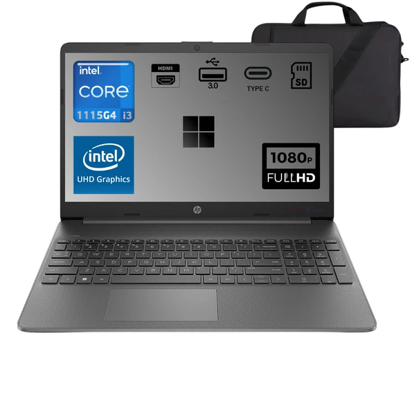 HP Hp Essential Intel Core I3-1115G4 8GB 256GB SSD 15,6" UHD Graphics Windows 11 Dizüstü Bilgisayar- Webzone Çanta 2N2N7EAWZ1