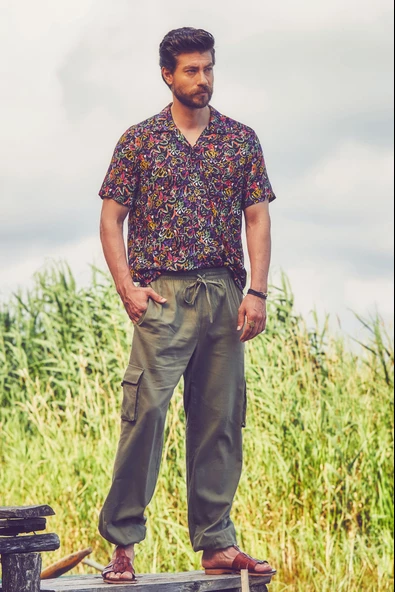 Beli Ve Paçası Lastikli Cepli Rahat Kesim Erkek Pantolon - 6