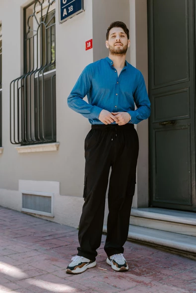 Beli Ve Paçası Lastikli Cepli Rahat Kesim Erkek Pantolon - 3