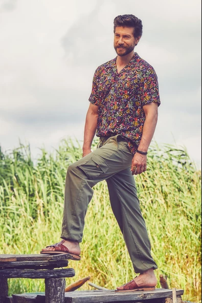 Beli Ve Paçası Lastikli Cepli Rahat Kesim Erkek Pantolon - 7