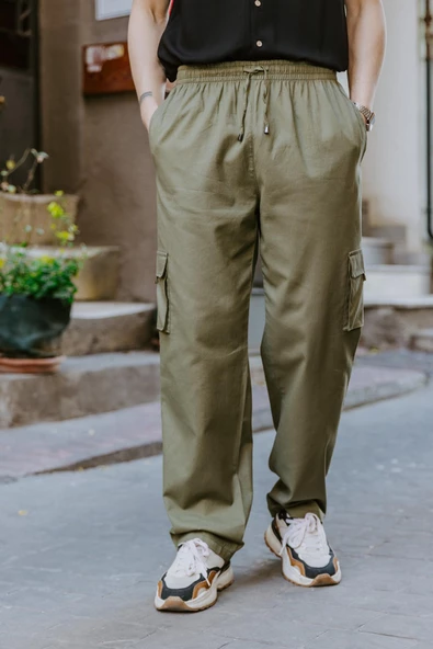 Beli Ve Paçası Lastikli Cepli Rahat Kesim Erkek Pantolon - 3