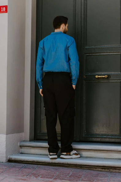 Beli Ve Paçası Lastikli Cepli Rahat Kesim Erkek Pantolon - 4