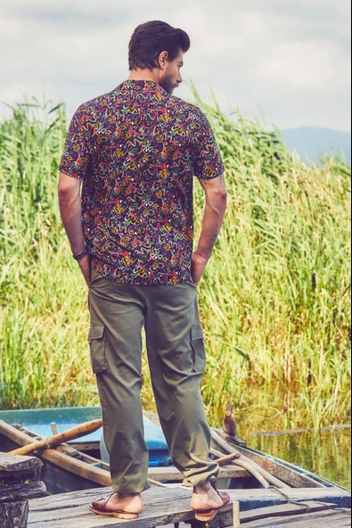 Beli Ve Paçası Lastikli Cepli Rahat Kesim Erkek Pantolon - 8