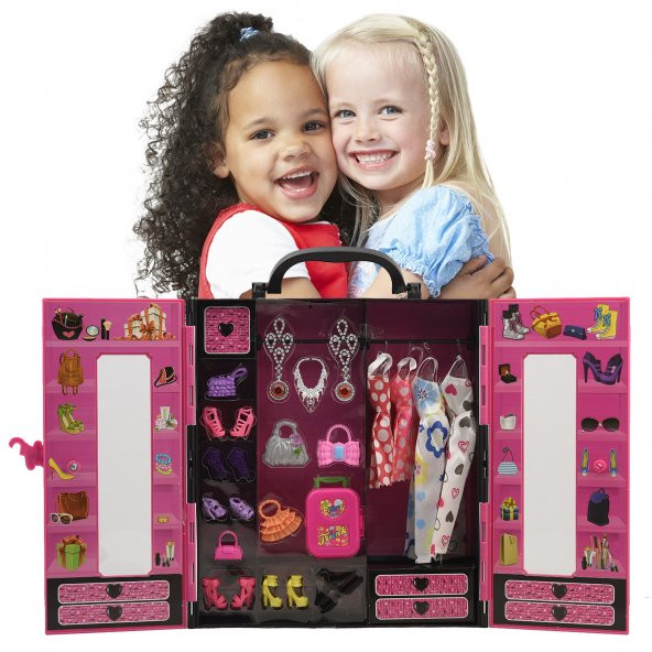 Sonsuz Hareket Bebekli Barbie/Frozen 30+ Giysili Oyuncak Gardrop - 3