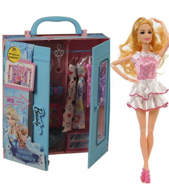 Sonsuz Hareket Bebekli Barbie/Frozen 30+ Giysili Oyuncak Gardrop - 4