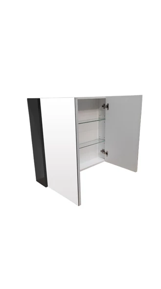 Karen Banyo Lotus Banyo dolabı 80 Cm Lavabo Dahil Antrasit Komple Mebran Mdf - 5