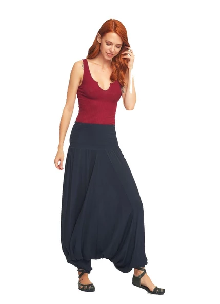 Gipe Bel Detaylı Yazlık Kadın Şalvar Pantolon - 5