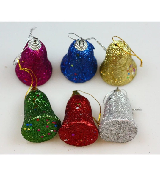 Yıllbaşı Çam Ağacı Süsü Simli Çan Noel Ağacı Süsü 6 Lı 5 cm ürün görseli