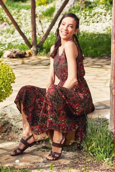 Asimetrik Etek Ucu Kayık Yaka Cepli Elbise - 2