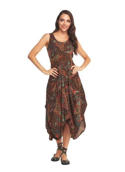 Asimetrik Etek Ucu Kayık Yaka Cepli Elbise - 5