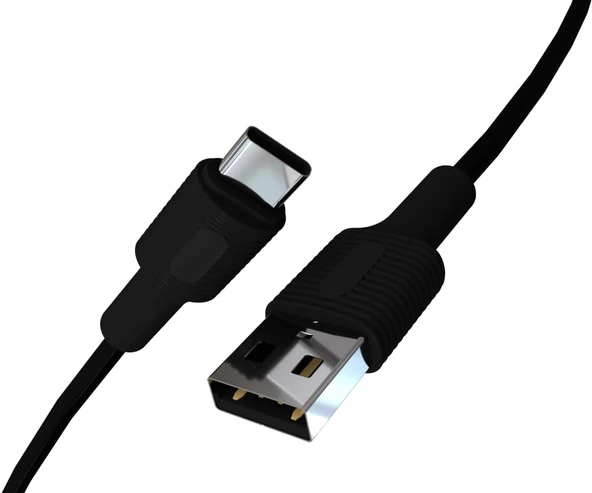 Coral USB A-C Hızlı Şarj Kablosu (Siyah + Siyah Uç) (120 CM)