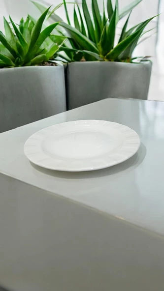 EVMUTFAK Farika 19 cm 6 adet  porselen pasta tabağı zümrüt model