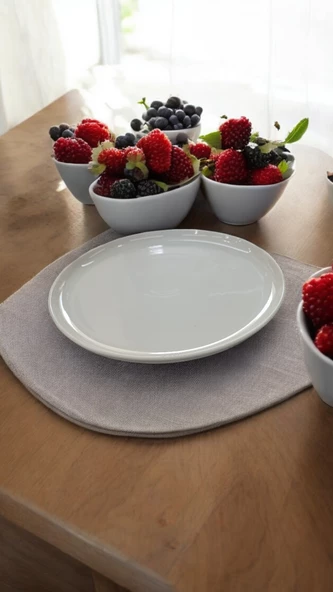 EVMUTFAK Güral porselen krem 6 adet 25 cm  krem servis tabak gbsblb25