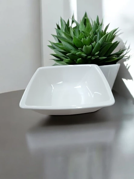 Evmutfak Gural porselen yuvarlak 2 adet 22 cm Orlando model düz krem renk kare salata tabak derin - 2