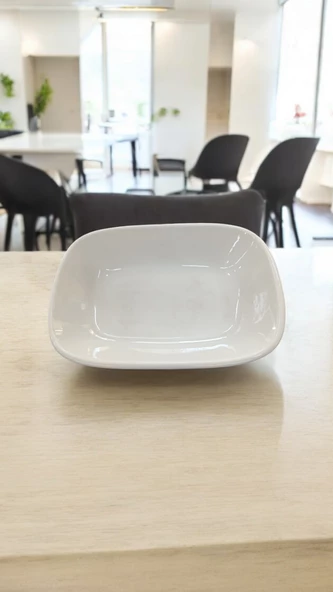 EVMUTFAK Güral porselen krem  6 adet 17 cm kare kayık tabak gbseo17kr - 2