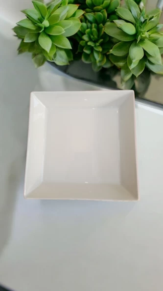 EVMUTFAK Güral porselen 2  adet krem  24 cm kare salata tabak gbsmer30ck - 2