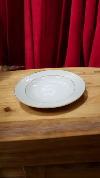 EVMUTFAK Güral porselen sedef model 6 adet  22 cm çukur yemek tabağı