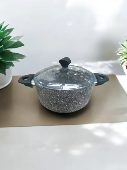 Taç 24 cm ultra granit derin tencere gri renk