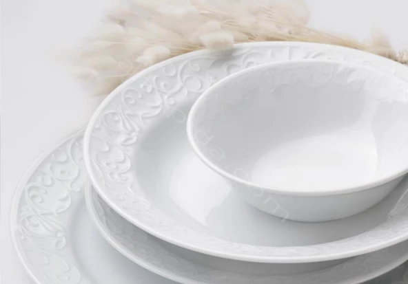 EVMUTFAK Güral porselen 6 kişilik  24 parça bahar dalı modeli 6 kişilik yemek takimi - 6