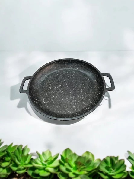 36 cm iki kulplu gözleme tavası döküm granit - 3