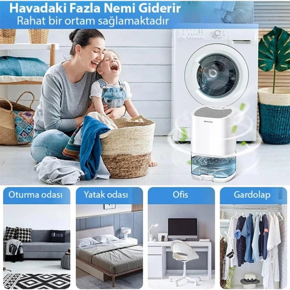Polham Otomatik 1 Litre Banyo,Mutfak, Çamaşır Odası İçin Nem Alma Cihazı, Rutubet ve Nem Engelleyici - 2