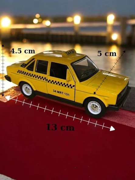 Metal Araba Çek Bırak Sarı Taksi Murat 131 Sesli ve Işıklı ( 1/36 Ölçek ) - 2