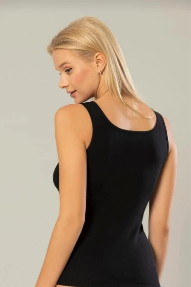 ERDEM 2105 KADIN KALIN ASKILI RİBANA ATLET 6 ADET  SİYAH 2XL - Resim 3