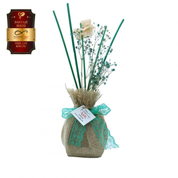 Ölümsüz "Aşk" Hasır Serisi Yeşil Çay Kokulu 120 ml küp Şişe Bambu Çubuklu Ortam Kokusu 10 Adet