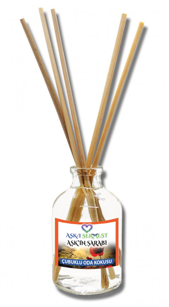 Aşk-ı Sermest Aşkın Şarabı Çiçek Aromalı Bambu Çubuklu Oda Kokusu Parfüm, Oval Şişe, 100 mL, 5 Adet