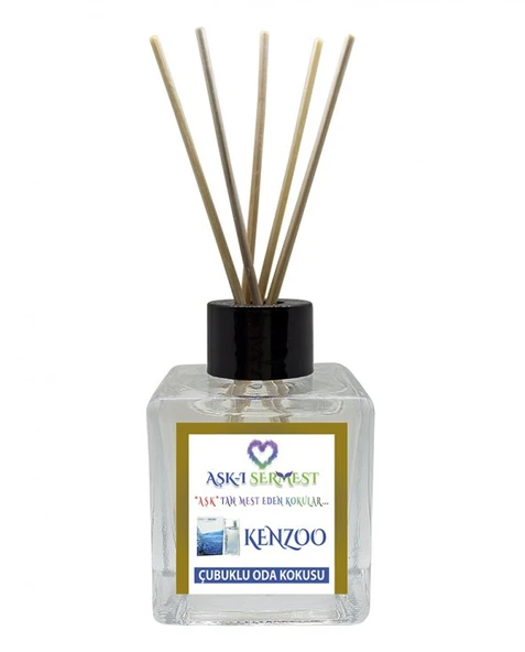 Aşk-ı Sermest Yeşil Elma Aromalı Bambu Çubuklu Oda Kokusu Parfüm,  Küp Şişe,  120 mL, 3 Adet ürün görseli 1