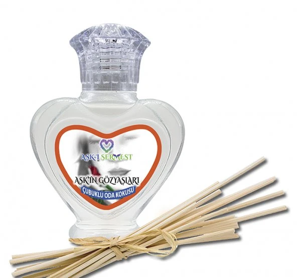 Aşk-ı Sermest Aşkın Gözyaşları Çiçek Aromalı Bambu Çubuk Oda Kokusu Parfüm, Kalp Şişe, 60 mL, 10 Ad ürün görseli 1