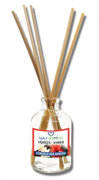 Aşk-ı Sermest Vanilya&Amber Aromalı Bambu Çubuklu Oda Kokusu Parfüm, Oval Şişe, 100 mL, 5 Adet ürün görseli 1