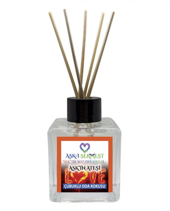 Aşk-ı Sermest Aşkın Ateşi Çiçek Aromalı Bambu Çubuklu Oda Kokusu Parfüm,  Küp Şişe, 60 mL, 3 Adet