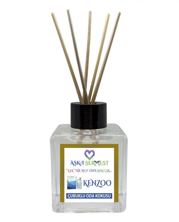 Aşk-ı Sermest Yeşil Elma Aromalı Bambu Çubuklu Oda Kokusu Parfüm,  Küp Şişe,  200 mL, 10 Adet