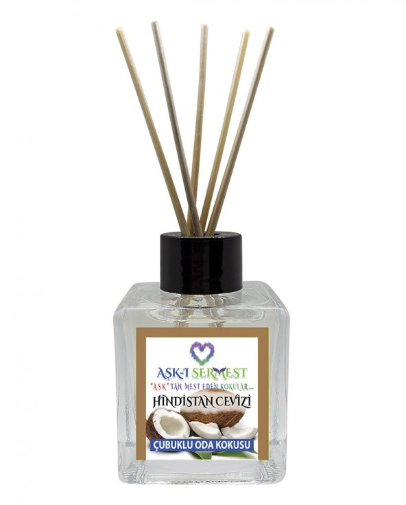 Aşk-ı Sermest Vanilya&Amber Aromalı Bambu Çubuklu Oda Kokusu Parfüm,  Küp Şişe,  200 mL, 10 Adet